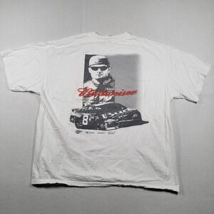 Dale Earnhardt Jr‎ Budweiser Racing T Shirt Nascar Men's Sz XL White Delta Pro